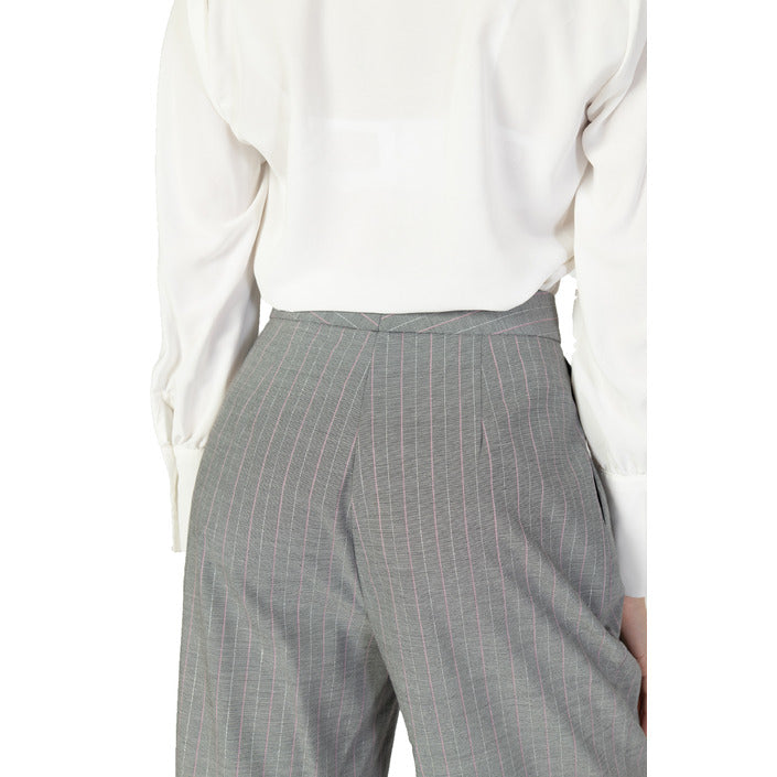 Rinascimento Pantaloni Donna Grigio Gessato in Poliestere 64% con Zip e Bottone Primavera/Estate CFC0117687003