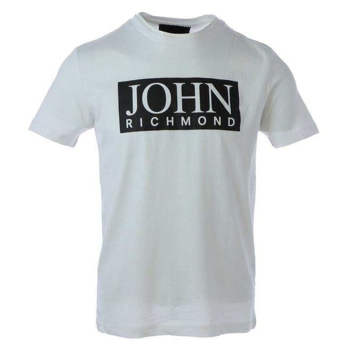 John Richmond T-Shirt Uomo Bianca Stampa Manica Corta Scollo Tondo 100% Cotone Primavera/Estate HMA20100TS