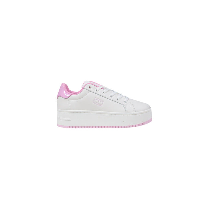 Tommy Hilfiger Jeans Women's Pink Leather Sneakers - Classic American Style