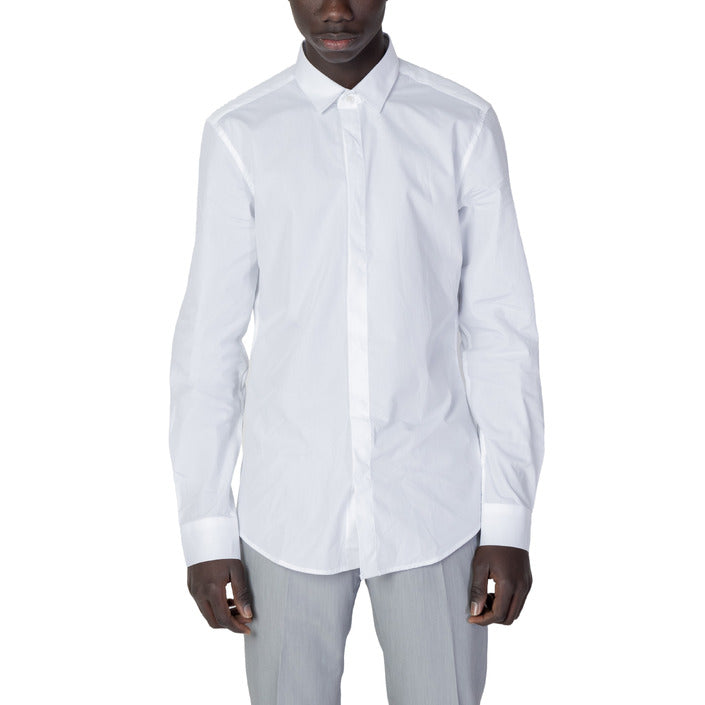 Antony Morato Camicia Uomo Blu Monocromo Manica Lunga Bottoni Colletto Classico 100% Cotone Primavera/Estate MMSL00691-FA400078