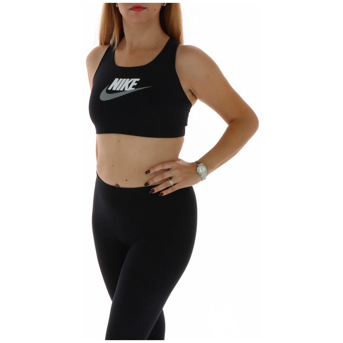 Nike Top Donna Nero con Stampa Smanicato Scollo Tondo 82% Poliestere 18% Elastan Tutte le Stagioni DM0579-010