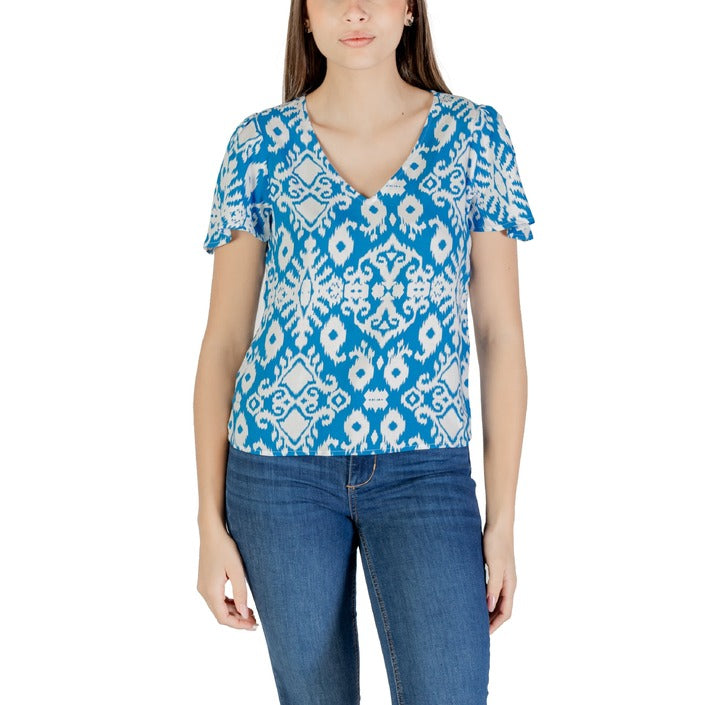 Vero Moda Blusa Manica Corta Donna Beige Floreale Scollo V Viscosa 100% 10307987