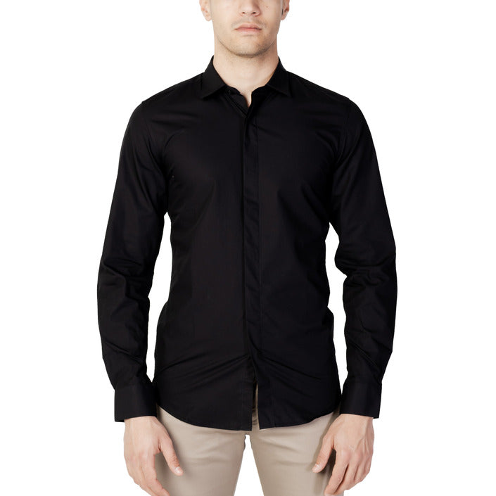 Antony Morato Camicia Uomo Blu Monocromo Manica Lunga Bottoni Colletto Classico 100% Cotone Primavera/Estate MMSL00691-FA400078