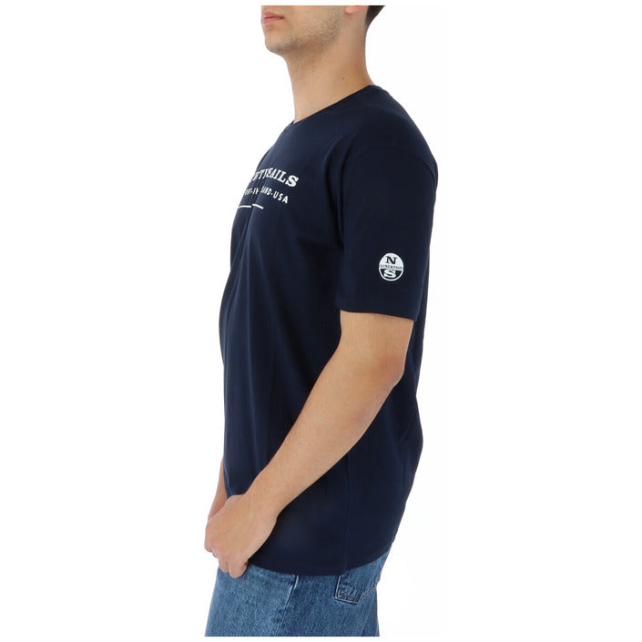 North Sails T-Shirt Uomo Blu Stampa Manica Corta Scollo Tondo 100% Cotone Primavera/Estate 902402