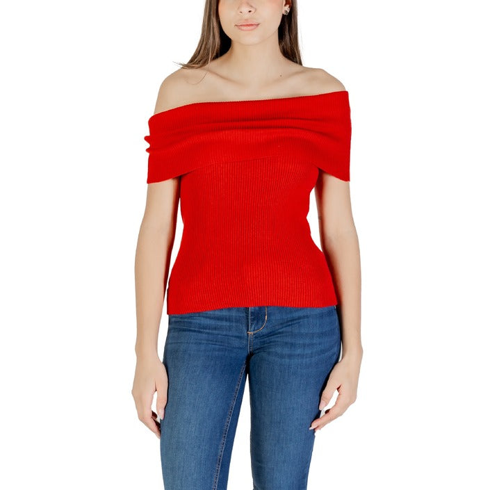 Only T-Shirt Donna Rossa Smanicato Scollo a Barca 50% Cotone 50% Poliestere Primavera/Estate 15341690