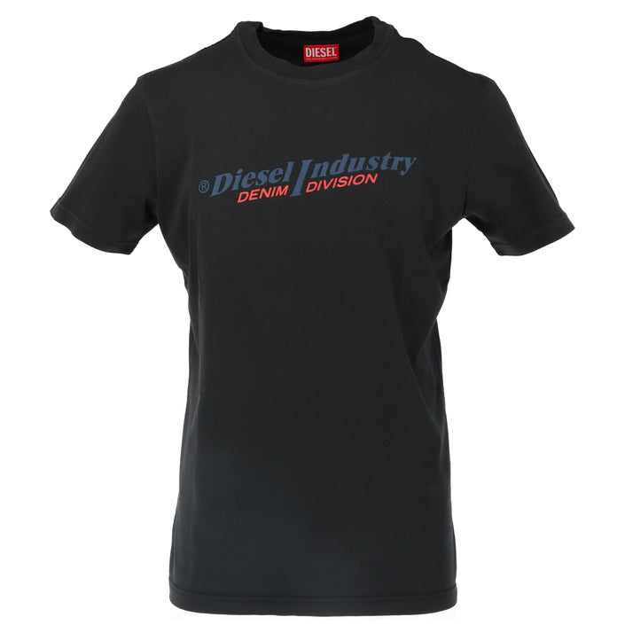 Diesel T-Shirt Uomo Nera Stampa Manica Corta Scollo Tondo 100% Cotone Primavera/Estate A03741