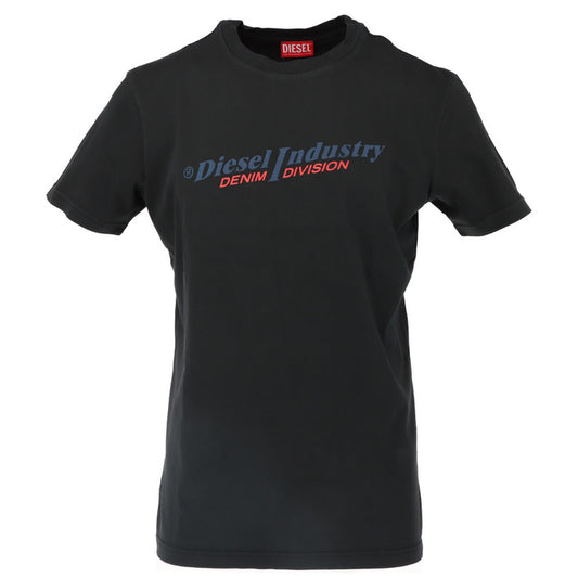Diesel T-Shirt Uomo Nera Stampa Manica Corta Scollo Tondo 100% Cotone Primavera/Estate A03741