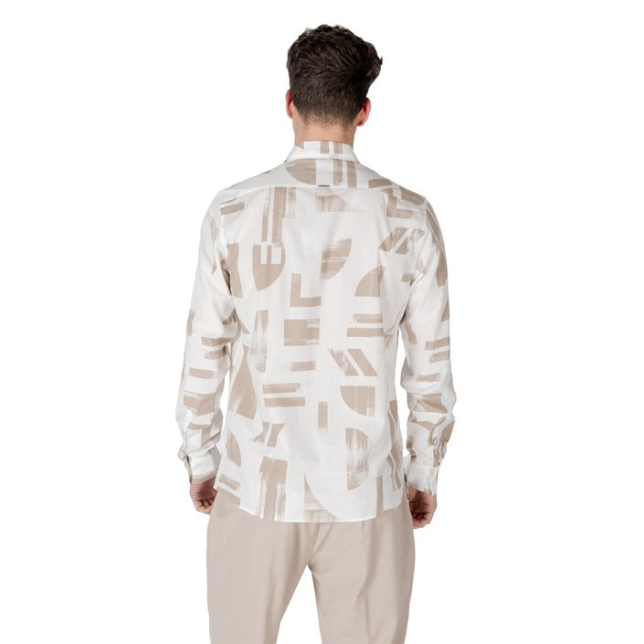 Antony Morato Camicia Uomo Beige Colorata in Cotone 50% con Bottoni Cappuccio Maniche Lunghe Primavera/Estate MMSL00614-FA430642