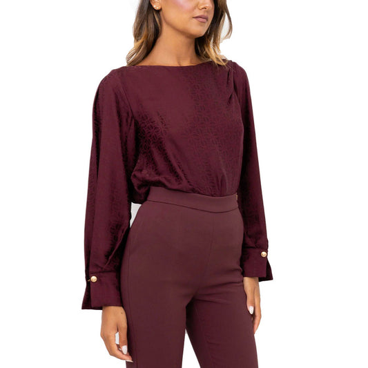 Elisabetta Franchi Women's Long-Sleeved Burgundy Bodysuit - Elegance Luxury