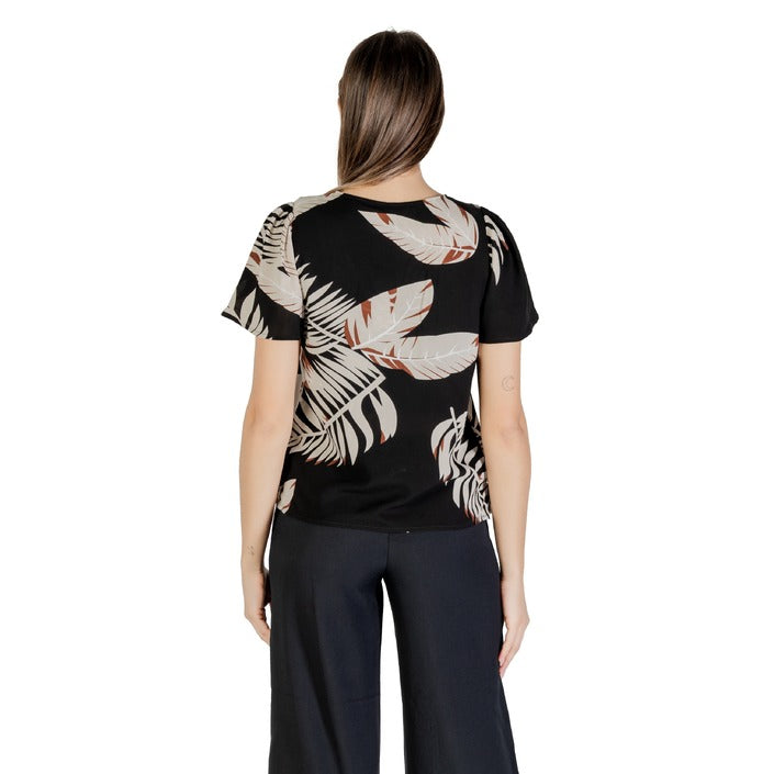 Vero Moda Blusa Manica Corta Donna Beige Floreale Scollo V Viscosa 100% 10307987