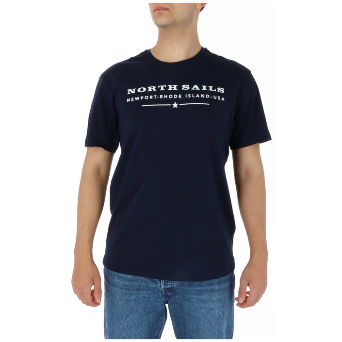 North Sails T-Shirt Uomo Blu Stampa Manica Corta Scollo Tondo 100% Cotone Primavera/Estate 902402