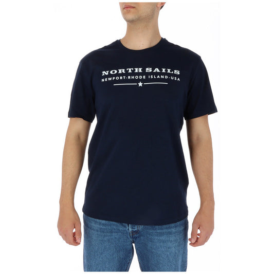 North Sails T-Shirt Uomo Blu Stampa Manica Corta Scollo Tondo 100% Cotone Primavera/Estate 902402