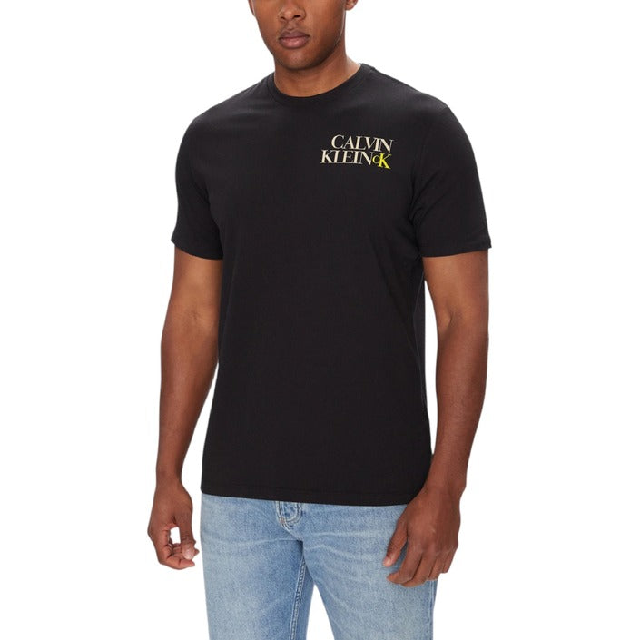 Calvin Klein Jeans T-Shirt Uomo Nera Stampa Manica Corta Scollo Tondo 100% Cotone Primavera/Estate LV04RC844G