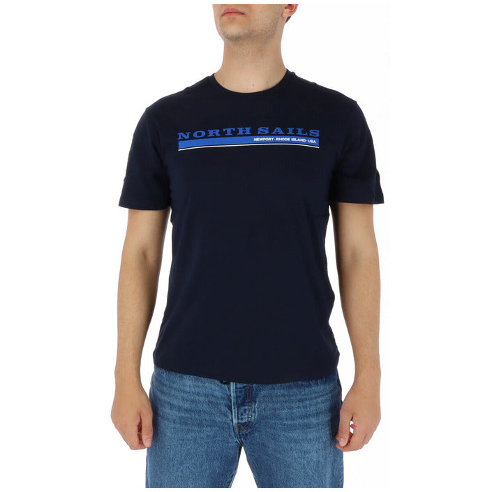 North Sails T-Shirt Uomo Nera Stampa Manica Corta Scollo Tondo 100% Cotone Primavera/Estate 902404