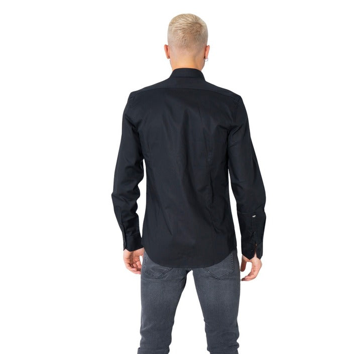 Antony Morato Camicia Uomo Nero Manica Lunga Bottoni Scollo Tondo Colletto Classico 100% Cotone Primavera/Estate MMSL00628-FA400079