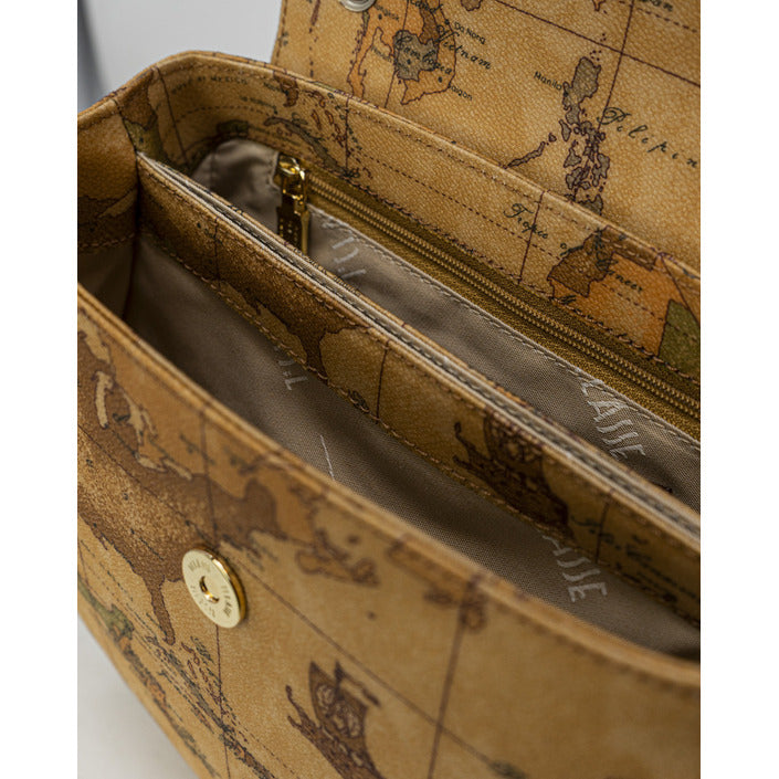 Alviero Martini Prima Classe Borsa Donna Beige in Pelle 100% con Stampa Geo Cerniera C D096 6000