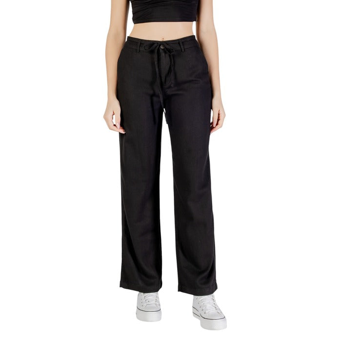 Only Pantaloni Donna Verde Zip e Bottone 70% Viscosa 30% Lino Primavera/Estate 15338710