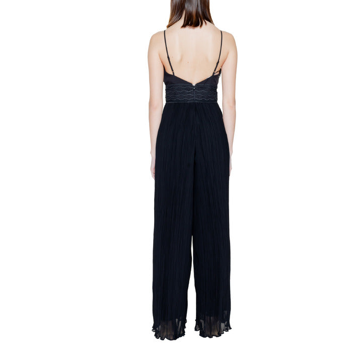 Guess Tuta Donna Nera con Cerniera Spalline Scollo a Cuore in Poliestere 100% Elegante W4GD46 WFIJ0