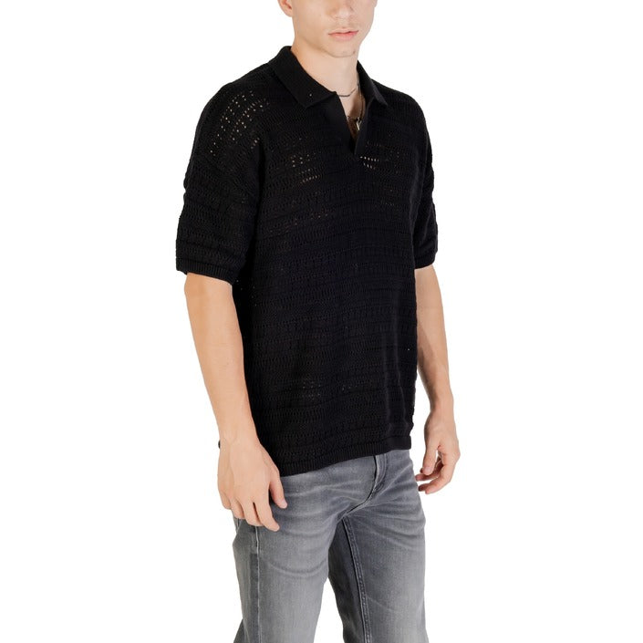 Only & Sons Maglia Uomo Nera con Maniche Corte Scollo a V in Cotone 100% Autunno/Inverno 22031835
