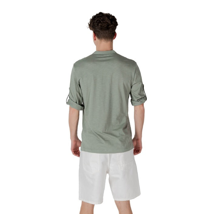 Antony Morato Polo Uomo Verde Bottoni Colletto Coreana Scollo Tondo Maniche 3/4 100% Cotone Primavera/Estate MMKL00334-FA100260