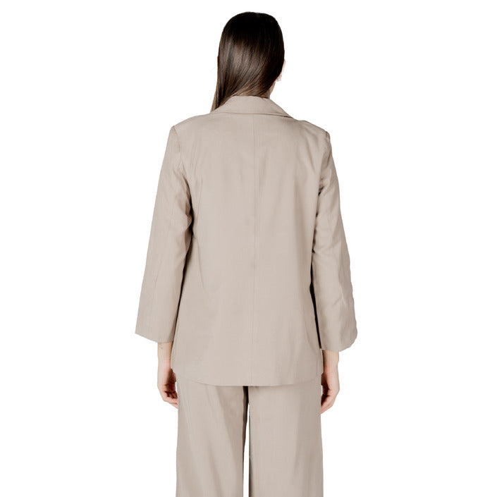 Only Giacca Donna Beige Senza Chiusura Bavero Scollo V Profondo Tasche Anteriori 93% Viscosa 7% Poliestere Primavera/Estate 15310839