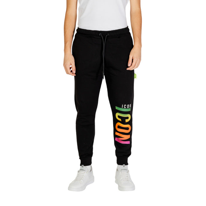 Pantaloni Sportivi Uomo Icon Neri Stampa Cotone - Stile Casual Autunno/Inverno