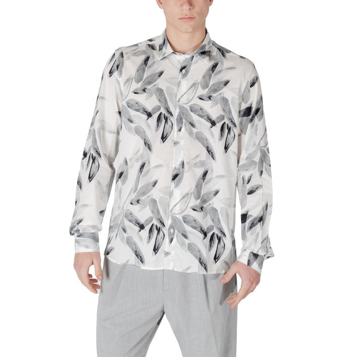 Antony Morato Camicia Uomo Bianco Floreale Manica Lunga Bottoni Scollo Quadrato Colletto Classico 50% Cotone 50% Viscosa Primavera/Estate MMSL00614-FA430632
