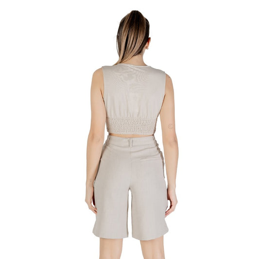 Only Top Donna Beige con Spalline Scollo Tondo 47% Nylon 53% Viscosa Primavera/Estate 15294427