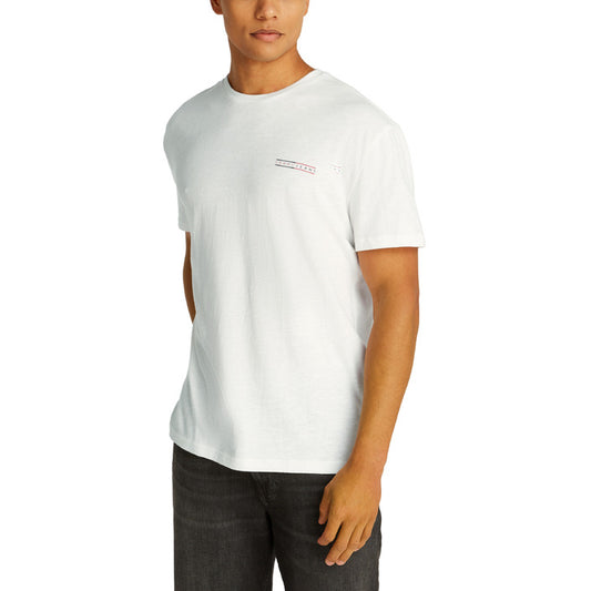 Tommy Hilfiger Jeans T-Shirt Uomo Bianca Maniche Corte Scollo Tondo Cotone 100% DM0DM21303