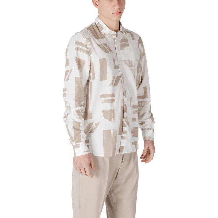 Antony Morato Camicia Uomo Beige Colorata in Cotone 50% con Bottoni Cappuccio Maniche Lunghe Primavera/Estate MMSL00614-FA430642