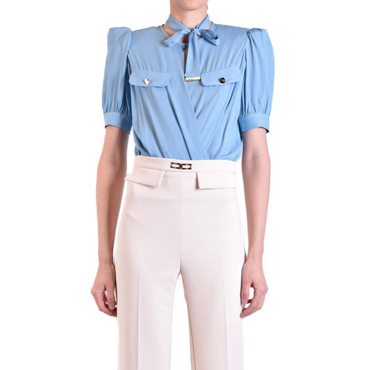 Elisabetta Franchi Women's Light Blue Short-Sleeved Bodysuit - Summer Elegance