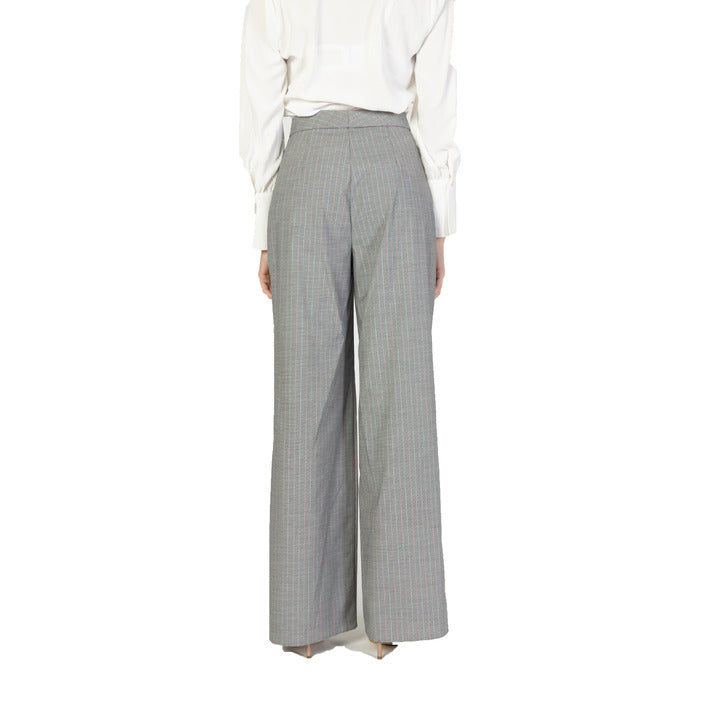 Rinascimento Pantaloni Donna Grigio Gessato in Poliestere 64% con Zip e Bottone Primavera/Estate CFC0117687003