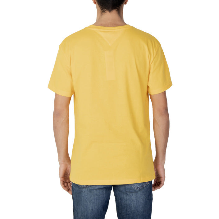 Tommy Hilfiger Jeans T-Shirt Uomo Gialla Maniche Corte Scollo Tondo Cotone 100% WH7_101843135_GIALLO