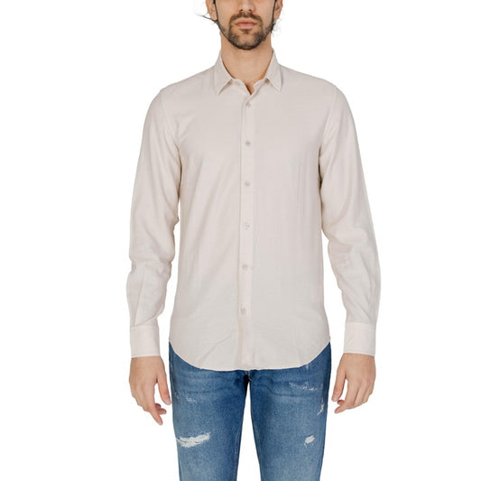 Antony Morato Camicia Uomo Beige Monocromo Manica Lunga Bottoni Colletto Classico 84% Viscosa 16% Poliammide Primavera/Estate MMSL00721-FA400082