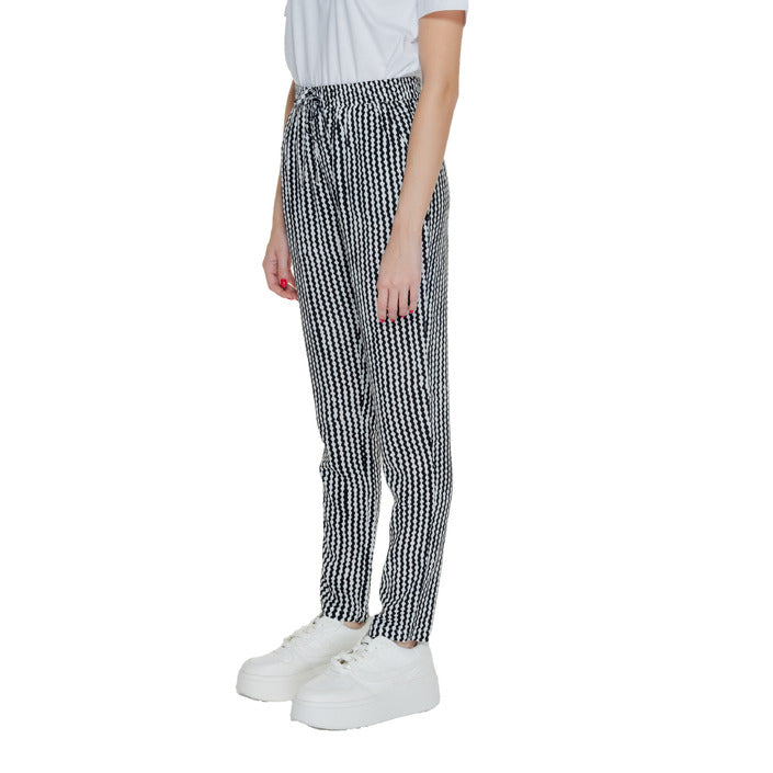 Only Pantaloni Donna Nero Geometrica Lacci 100% Viscosa Primavera/Estate 15222230