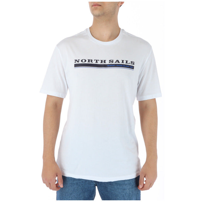 North Sails T-Shirt Uomo Nera Stampa Manica Corta Scollo Tondo 100% Cotone Primavera/Estate 902404