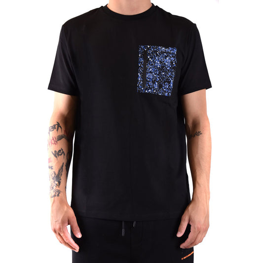 Karl Lagerfeld T-Shirt Uomo Nera Colorata Manica Corta Scollo Tondo 100% Cotone Primavera/Estate B_44532