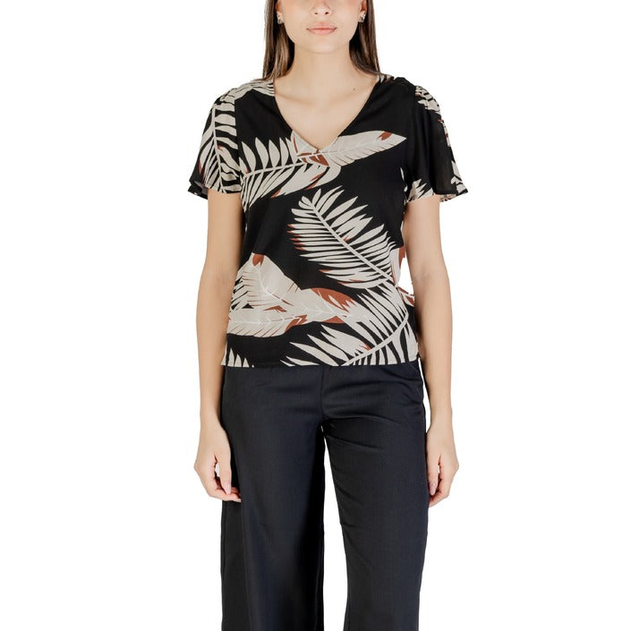 Vero Moda Blusa Manica Corta Donna Beige Floreale Scollo V Viscosa 100% 10307987