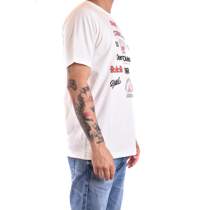Diesel T-Shirt Uomo Bianca Stampa Manica Corta Scollo Tondo 100% Cotone Primavera/Estate V_31568