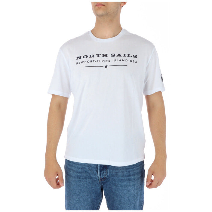 North Sails T-Shirt Uomo Blu Stampa Manica Corta Scollo Tondo 100% Cotone Primavera/Estate 902402
