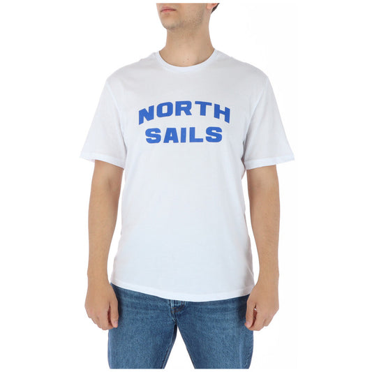North Sails T-Shirt Uomo Bianca Stampa Manica Corta Scollo Tondo 100% Cotone Primavera/Estate 902418