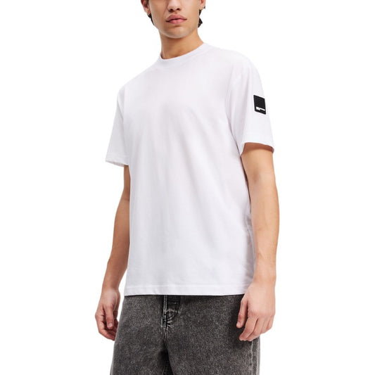 Karl Lagerfeld Jeans T-Shirt Uomo Bianca Manica Corta Scollo Tondo 100% Cotone Primavera/Estate A3M17003
