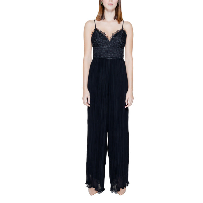 Guess Tuta Donna Nera con Cerniera Spalline Scollo a Cuore in Poliestere 100% Elegante W4GD46 WFIJ0