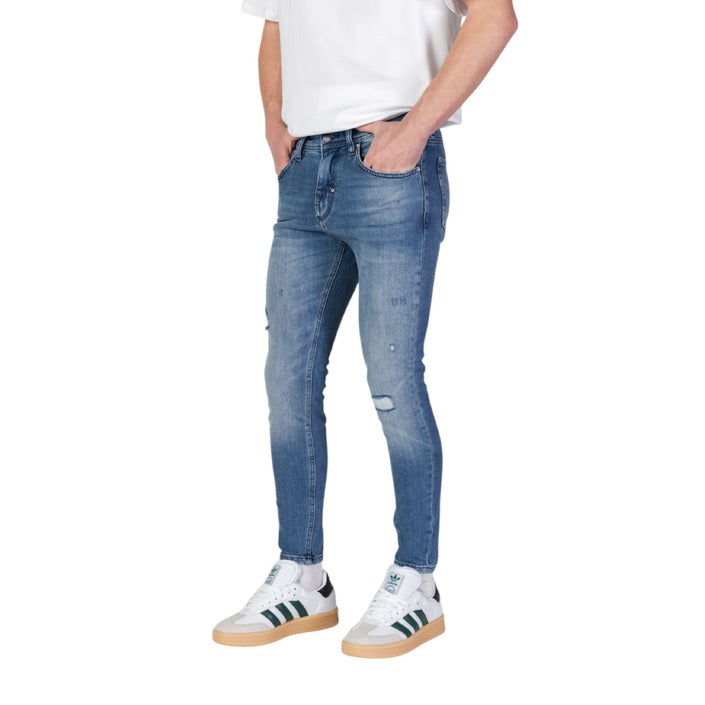 Antony Morato Jeans Uomo Azzurri in Cotone 99% con Zip e Bottone Tasche Primavera/Estate MMDT00272-FA750587