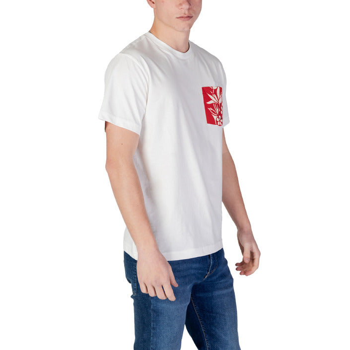 Replay T-Shirt Uomo Bianca Stampa Manica Corta Scollo Tondo 100% Cotone Primavera/Estate M3065.000.2660