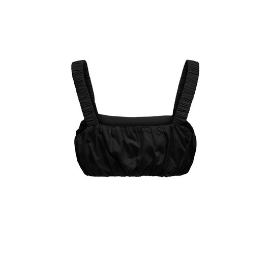Only Top Donna Nero con Spalline Scollo Quadrato 100% Cotone Primavera/Estate 15296223