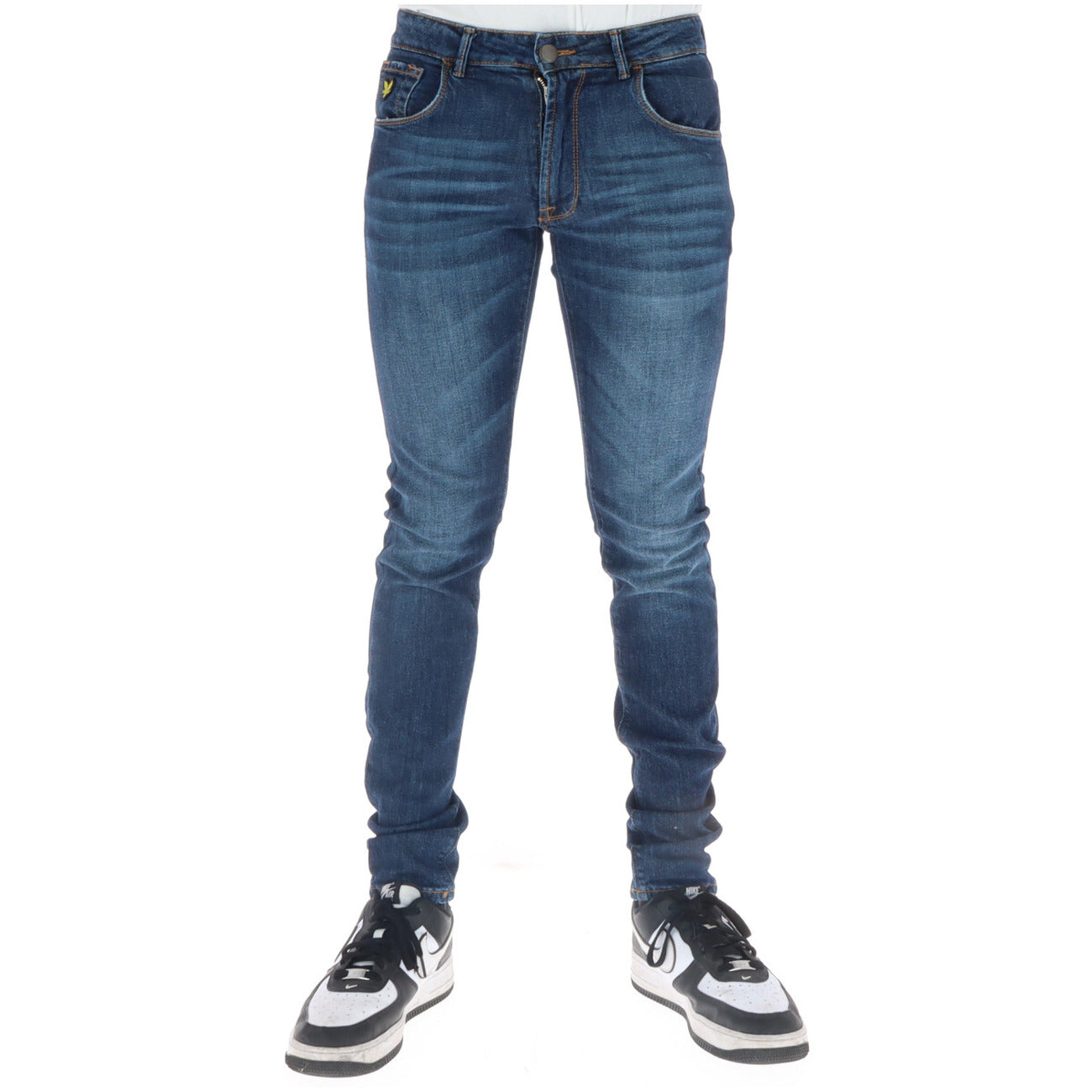 Lyle & Scott Jeans Uomo Blu Zip Bottone Tasche Anteriori Posteriori Effetto Consumato Cotone 98% Elastan 2% Tutte Stagioni TR022IT