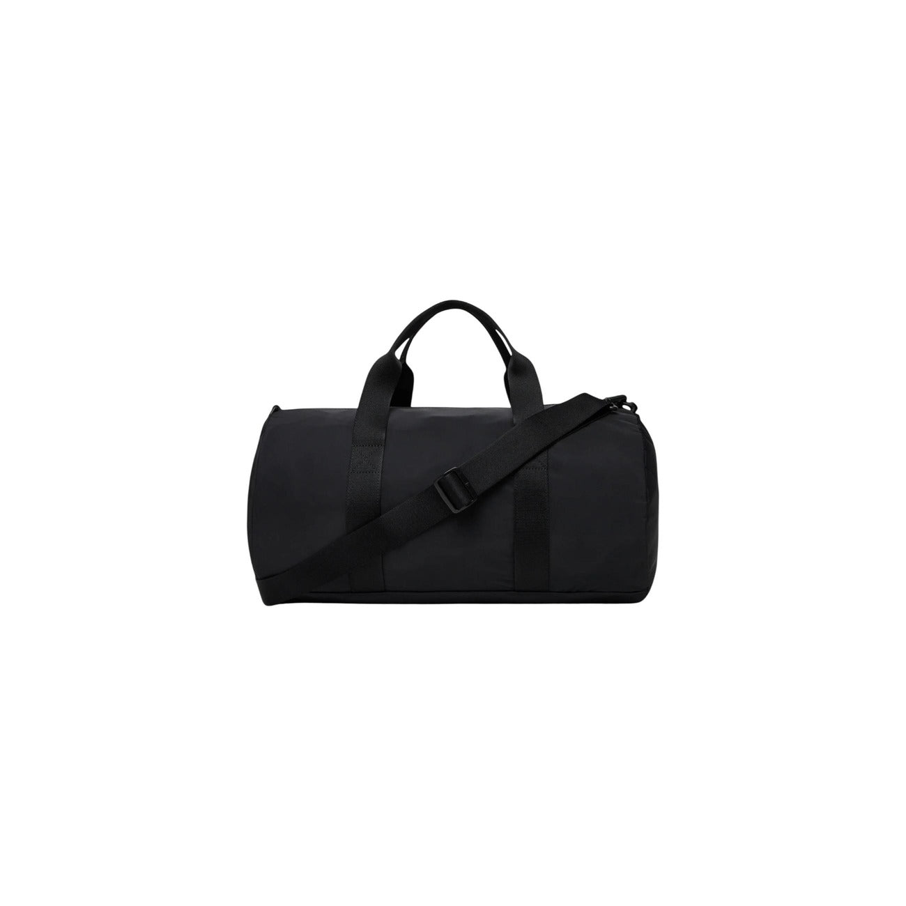 Borsone Calvin Klein Duffle Nero; 100% Poliestere Riciclato. Tracolla rimovibile, logo grafico, chiusura con cerniera. Stile weekender casual, capiente e leggero. Perfetto per sport e viaggi brevi. Vista posteriore 