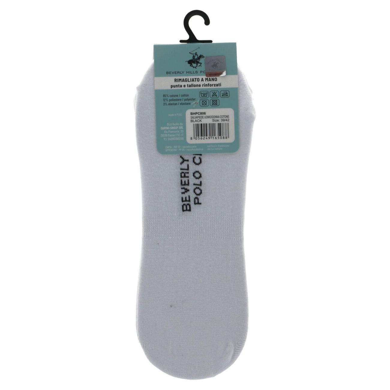 Beverly Hills Polo Club Calze Fantasmini Uomo Bianco Pack 3 Pezzi Cotone 85% Poliestere 12% Elastan 3% Tutte le Stagioni BHPC806