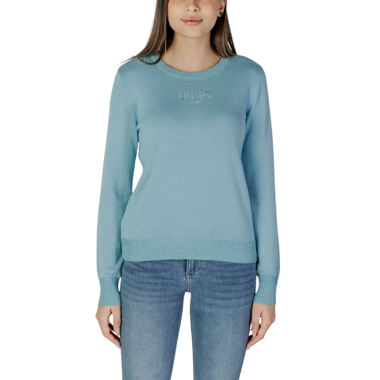 Liu Jo Maglia Donna Azzurra Maniche Lunghe Scollo Tondo - Maglia Viscosa Poliammide Poliestere